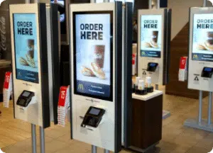 Macdonald's standing queue kiosk